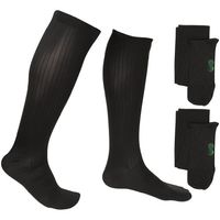 2 Pair EvoNation Men's Travel USA Made Graduated Compression Socks 8-15 mmHg Mild Pressure Medical Quality Knee High Orthopedic Support Stockings Hose - Best Comfort, Fit, Circulation (Large, Black)