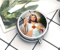 Blessed Virgin Mary Compact 3 Compartment Medicine Case, Pill Box for Pocket or Purse Pill Box Decorative Pill Case with Gift Box