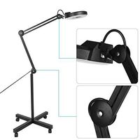Salon Magnifier Lamp 5X Floor Lamp Rolling Stand Adjustable Magnifying Light Beauty Manicure Tattoo Skincare Equipment (Black)