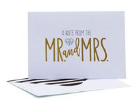 Roobee Set of 50 Wedding Note Cards (A Note From The Mr. and Mrs.) Gold and Silver (Mr. & Mrs.)
