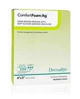 ComfortFoam/ Ag - 4"x 5" - Self Adherent, Soft Silicone Foam Dressing with Silver - For Full and Thick Exuding Wounds, Showerproof, Provides Thermal Insulation