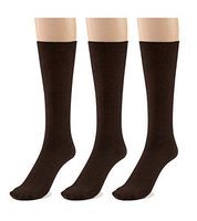 Silky Toes 3 or 6 Pack Women's Diabetic Premium Soft Non-Binding Cotton Dress Socks, Also Available In Plus Sizes (Queen (13-15), Brown -3 Pairs)