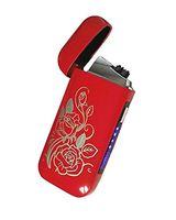 Vizliter Electronic Dual Arc Plasma Lighter, Rechargeable, Flameless, Elegant Slick Design, Windproof and Splashproof Red Roses