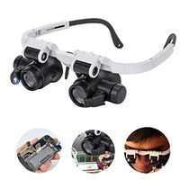 LIJUEZL 2 LED Lights Magnifying Glass - 8X 15X 23X Glasses Lens Magnifier Loupe Jeweler/Watch Repair Tools Set