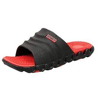 Yomiafy Men's Leisure Massage Health Slippers Outdoor Non-Slip Beach Home Shower Sandals(Red,US:9)