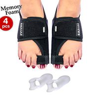Bunion Corrector with Memory Foam Comfort, Orthopedic Bunion Splint, Big Toe Separator, Non-Surgical Hallux Valgus Joint Pain Relief, Hammer Toe Straightener, Adjustable Day Night Support