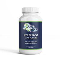 Body Vigor Preferred Prenatal, Prenatal Multivitamin with DHA, Ginger, and 800 mcg Folic Acid, 120 Tablets