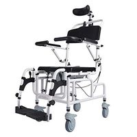 LSX--Bedside Commode Chair Bedside Commode Chair, Aluminum Alloy Material Can Bath, Push, Toilet, Semi-Lying Wash Head Home Elderly Toilet Seat with Wheels Foldable Height Adjustable Wheelchair &