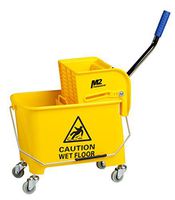 M2 Professional Junior Commercial Mop Bucket with Side Press Wringer and Wheels, 23 Quart/6 Gallon Capacity - Yellow