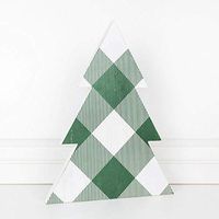 12" X 16" X 1" Wood Check Tree, Green/White – 70436