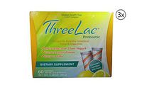 Global Health Trax ThreeLac Probiotic, Lemon Flavor Dietary Supplement (3 Pack) 60 Packets Supports intestinal and Digestive Health