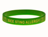 Bee Sting Allergy ID Bracelet Wristband - Green - 8-1/4 Inches - Large