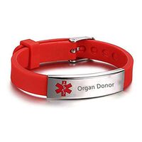 LF Men Women Kids Stainless Steel Silicone Personalized ICE Organ Donor Medical Alert Bracelet,Free Engraved Customized Adjustable Rubber Medical ID Bracelets Sos Emergency for Teen,Adult,Child