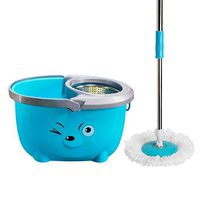 Saim Spin Mop Bucket with Wringer and Caster Wheels for Floor Cleaning Easy Wring System No Feet Pedal, Blue