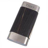 Personalized Visol Terran Dark Exotic Wood & Stainless Steel Cigar Case - Free Engraving (Text)