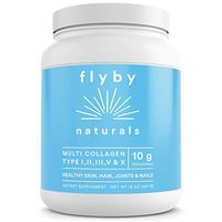 Flyby Collagen Peptides Powder (16oz - 45 Servings) – (Type I, II, III, V & X) Hydrolyzed Grass-Fed Keto Protein Supplement Supports Hair, Skin, Nails, Joints – Organic, Non-GMO, Pure & Unflavored