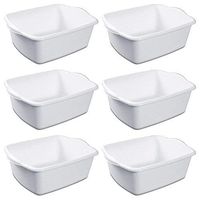 STERILITE Plastic Rectangular Dish Pan, White, Pack of 6