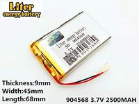 3.7V 2500mAh 904568 Lithium Polymer Ion Rechargeable Battery Lithium Polymer Li-Po Battery for MP4 GPS MP3 Bluetooth Stereo DIY Gift
