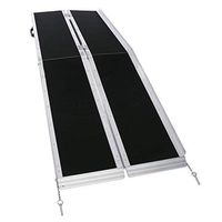 Fullwatt 8 FT Non Skid Aluminum Portable Wheelchair Ramp Folding Portable Wheelchair Scooter Ramp with Carrying Handle