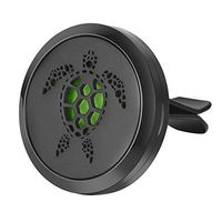 Garden Charms 30mm Car Aromatherapy Essential Oil Diffuser Stainless Steel Locket Air Freshener with Vent Clip 5 Felt Pads-Black (Turtle)