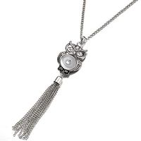 Hot Crystal Jewelry Tassel Necklace Pendant Fit 18mm Noosa Snap Button owl N138 Woman Pretty Beautiful Bright Cute Cheap Aesthetic Beads Best Wonderful Amulet