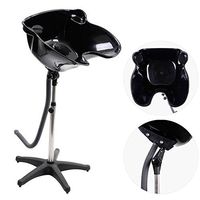 GHP Black Pro Portable Shampoo Basin Height Adjustable Salon Hair Treatment Bowl