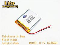 3.7V 1500mAh 494251 Lithium Polymer Ion Rechargeable Battery Lithium Polymer Li-Po Battery for MP4 GPS MP3 Bluetooth Stereo DIY Gift