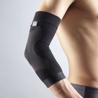 Elbow Compression Sleeve with Silicone (Unisex; Black; Medium)