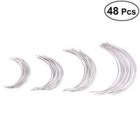 SUPVOX 48Pcs Curved Needles C Type Weaving Needle Hand Sewing Needles 4 Sizes 2.0/2.5/3/3.5 Inch