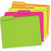 Pendaflex Glow File Folders, 1/3 Cut, 8 1/2" x 11", Letter Size, Assorted Colors, Pack of 24