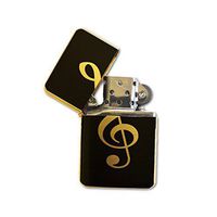 Treble Clef - Gold Lighter Windproof Flip-Top Refillable with tin Gift Box