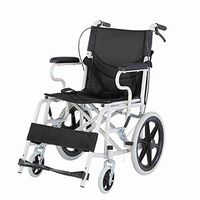 Gun ndy Wheelchair Folding Disabled Folding Walker Small Wheelchair Lightweight Portable Old Wheelbarrow,Black