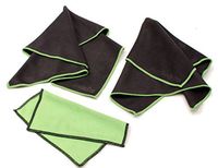 (Large 3-pack) Premium Microfiber Cleaning Cloth For Glass, Camera Lenses, Phones, Tablets, Flat Screen TVs (2 Large Black, 1 Small Green) - 12"x12" by microSuede Pro