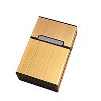lcocol Fashion Metal Brushed Aluminum Cigarette Case Hard Box and Holder with Solid Magnetic Flip Top Closure,Man and Woman (E)