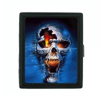 Metal Cigarette Case Holder Box Skull Design-005