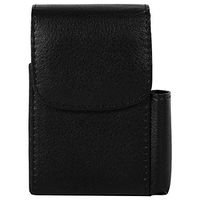 Cigarette Case PU Leather Smoke Tobacco Pouch Lighter Holder Storage Box Container Black