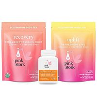 Pink Stork Postpartum Bundle: Postpartum Prenatal Vitamins + Uplift and Recovery Teas to Support Hormones + Healthy Mood + Ashwagandha, Women-Owned