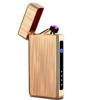 Arc Lighter USB Rechargeable Electric Lighters Windproof Flameless Lighter Arc Plasma Lighter with LED Battery Indicator (Rose Gold)