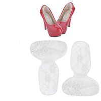 Silicone Soft Heel Protector, Anti-Slip Heel Cushion High Heels Heel Holder Cushion Heel pad Made of lace Fabric, Insoles for Protects Heels Against Pressure Blisters Skin abrasions (White)