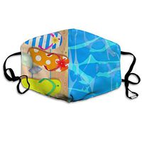 Men Women Washable Reusable Anti Dust Half Face Mouth with Adjustable Ear Loops Protection Face Wooden Board with Starfish and Flip Flop