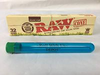 RAW Cones 32 Pack (King Size) Organic Pre Rolled Cones Includes Roll with Us Doobtube