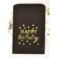 Black Happy Birthday Gold Foil Candy Buffet Bags (set of 60)