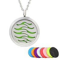 ROSENICE Aromatherapy Necklace Diffuser Necklace Essential Oil Necklace Stainless Steel Necklace Round Locket Pendant (DZ-51)