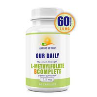 Our Daily Vites L-Methylfolate 7.5 mg + B Complete B1 B2 B3 B5 B6 B7 B8 B9 B12 Choline Essential Active Folate Glycine for Brain, Heart & Fetal Health, 60 Count (2 Month) (7.5 MG)