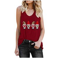 Veodhekai Women Tops Vest Blouse Valentine's Day Solid Color O-Neck Heart Printed Tank Lovely Wine