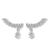 Goober Liu Wing Modeling Fashion Crystal Earrings,Zircon-Gemstone Eardrop, 1 Pair (White)