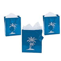 Fun Express - Med Luau Gift Bag - Party Supplies - Bags - Paper Gift W & Handles - 12 Pieces