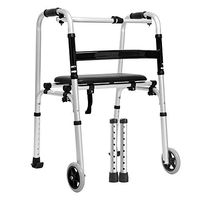 YXGH@ Standard Walkers Walker Adjustable Collapsible Anti-Skid Walker Aluminum Alloy with Seat Two Rounds Old Man Walker Disabled Rehabilitation Equipment Walking Frames