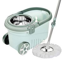 Xiaochongshan Mop bucket set，Spin Mop Bucket With On Wheels Floor Cleaning System Microfiber Mop Refills (Color : Green, Size : 48x30x27cm)
