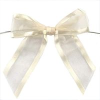 Pre-Tied Ivory Organza Bows - 4" Wide, Set of 12, Craft Ribbon Easter Bow, Satin Edge, Wedding Embellishments, Mother's Day, Gift Basket, Birthday, Valentine's Day